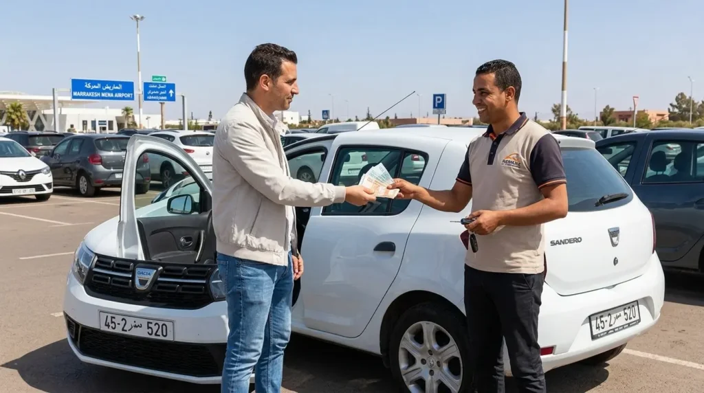 Customer paying cash at no deposit car rental pickup in Agadir with no credit card hold required